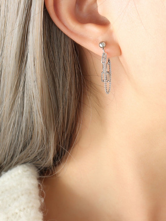 Titanium Steel Double Chain Earrings