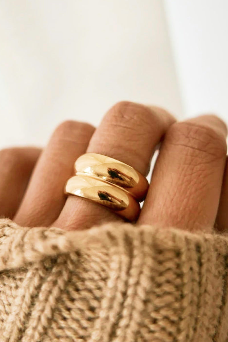 Gold Double Ridge Ring